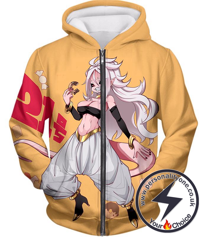 Dragon Ball Super Super Cute Evil Android 21 Awesome Anime Promo Zip Up Hoodie